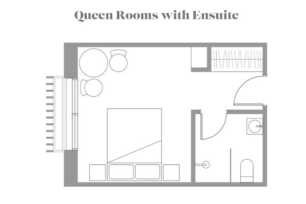 queen room with ensuite layout at the green valley hotel in miller, sydney