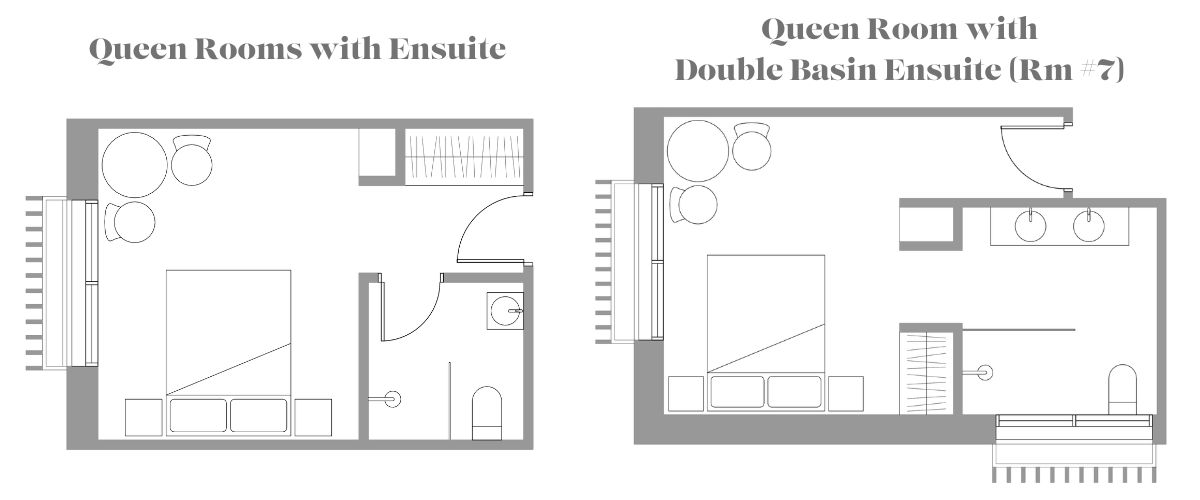 queen room layouts at the green valley hotel, miller sydney